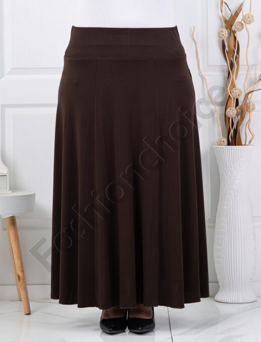 Plus size κλος φούστα με λάστιχο-καφέ-κωδ 26251-1