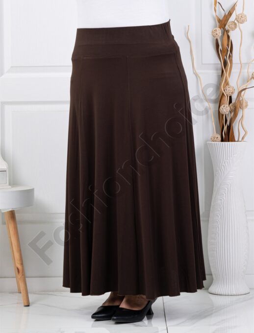 Plus size κλος φούστα με λάστιχο-καφέ-κωδ 26251-1