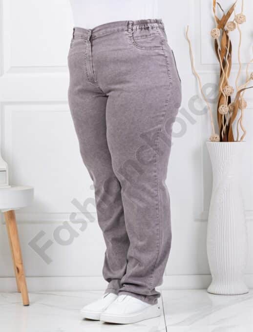 Plus size γυναικείο τζιν με ελαστική μέση-μόκα-κωδ 8903-2
