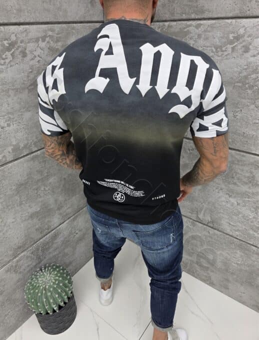 T-shirt με τύπωμα Los Angels-μαύρο-κωδ 2575