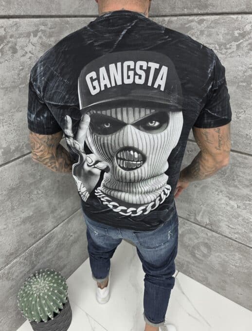 T-shirt με τύπωμα στην πλάτη-μαύρο-κωδ 2533