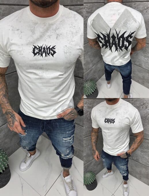 T-shirt με τύπωμα Chaos-εκρού-κωδ 2552-1