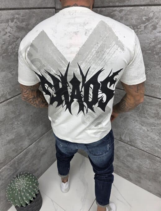 T-shirt με τύπωμα Chaos-εκρού-κωδ 2552-1