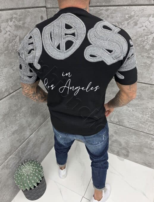T-shirt με τύπωμα στην πλάτη-μαύρο-κωδ 25103