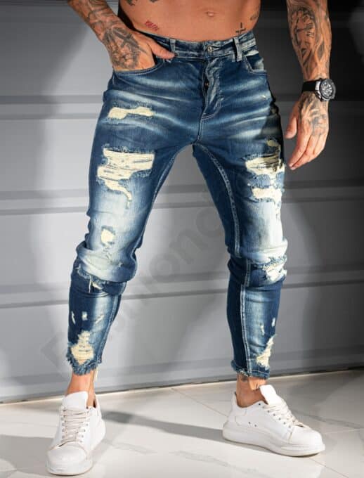 Ανδρικό τζιν παντελόνι Skinny Fit Vintage-μπλε-κωδ 6267-2