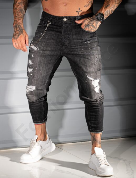 Ανδρικό τζιν παντελόνι skinny fit-μαύρο-κωδ 6874