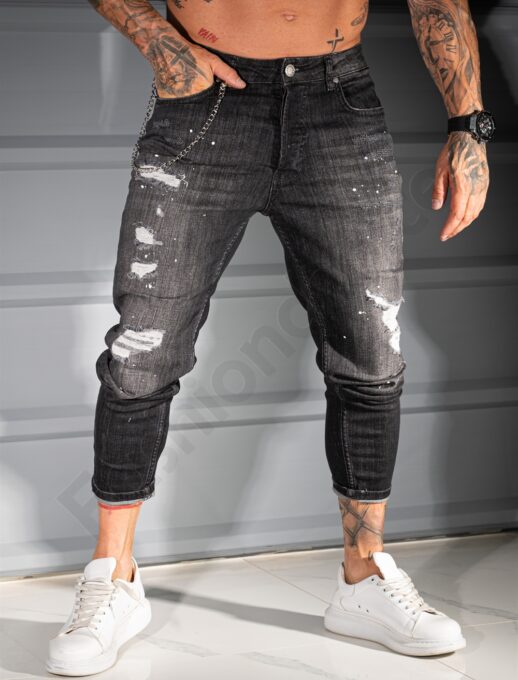 Ανδρικό τζιν παντελόνι skinny fit-μαύρο-κωδ 6874