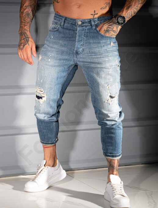 Ανδρικό τζιν παντελόνι skinny fit-μπλε-κωδ 6875
