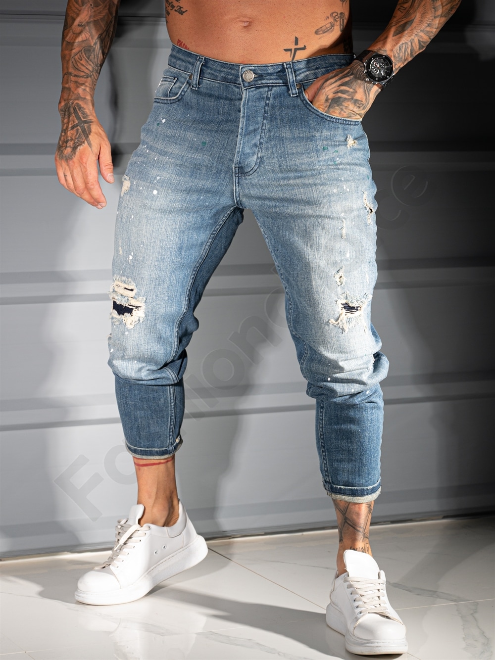 Ανδρικό τζιν παντελόνι skinny fit-μπλε-κωδ 6875