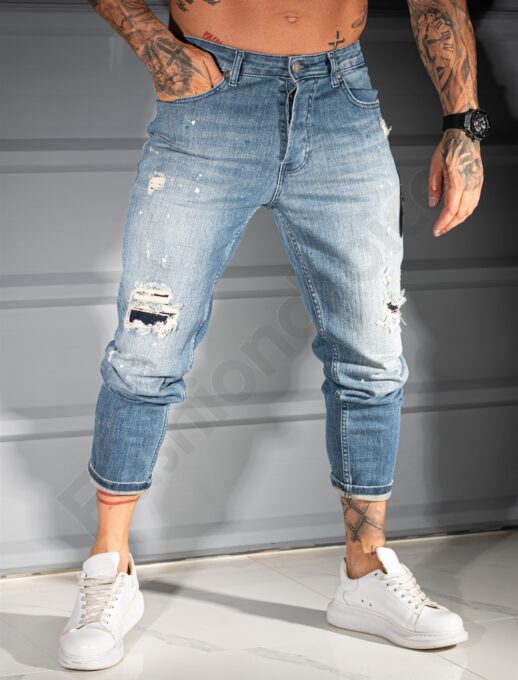 Ανδρικό τζιν παντελόνι skinny fit-μπλε-κωδ 6875