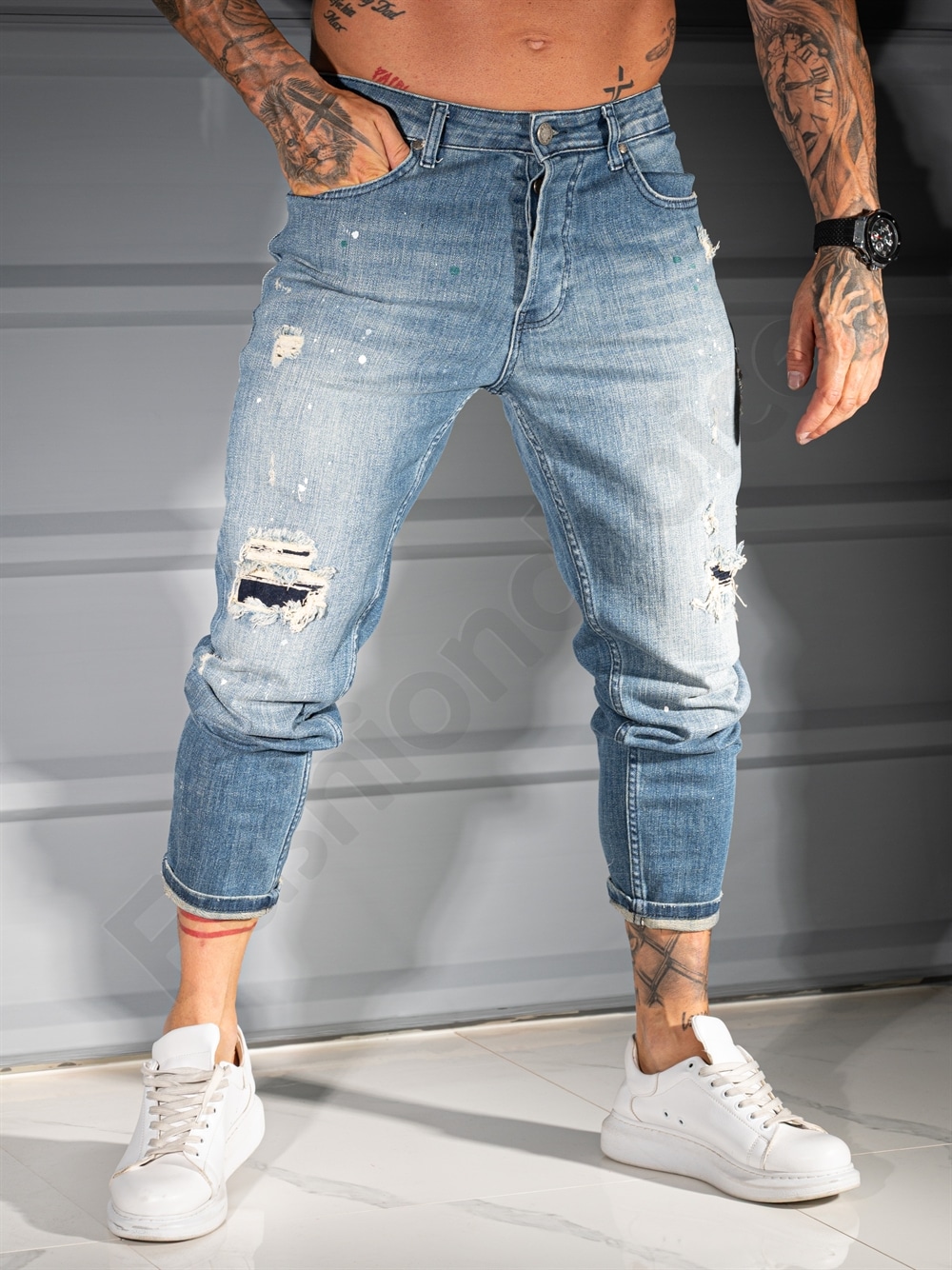 Ανδρικό τζιν παντελόνι skinny fit-μπλε-κωδ 6875