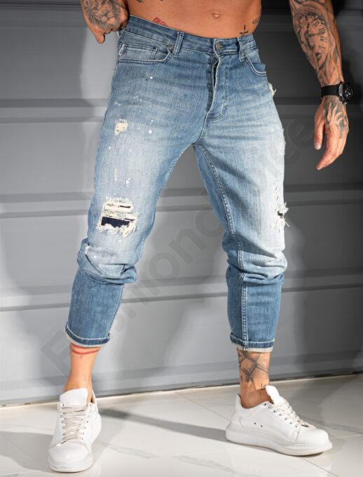 Ανδρικό τζιν παντελόνι skinny fit-μπλε-κωδ 6875
