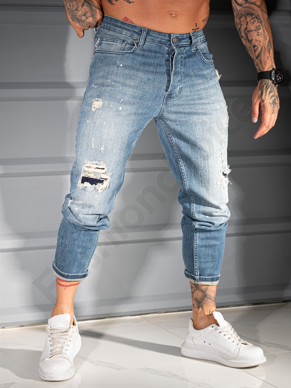 Ανδρικό τζιν παντελόνι skinny fit-μπλε-κωδ 6875