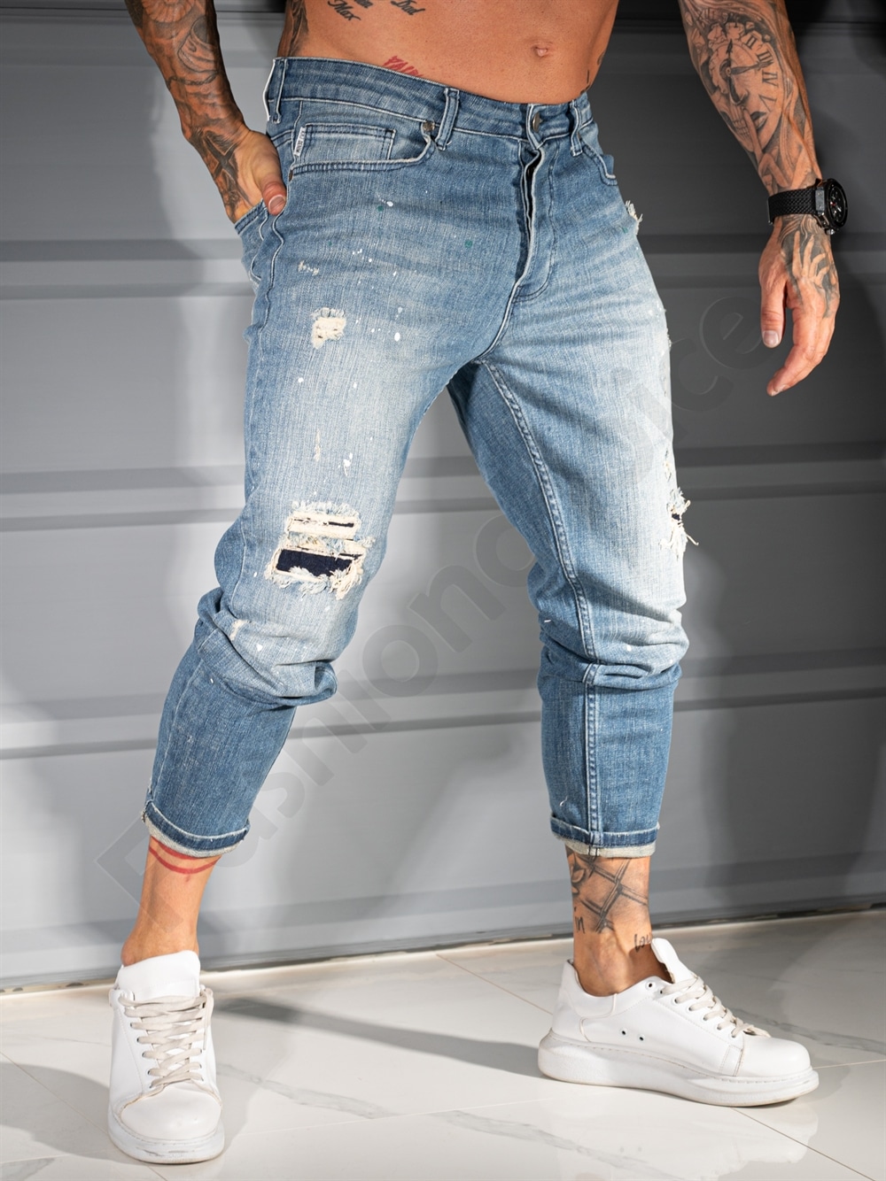 Ανδρικό τζιν παντελόνι skinny fit-μπλε-κωδ 6875