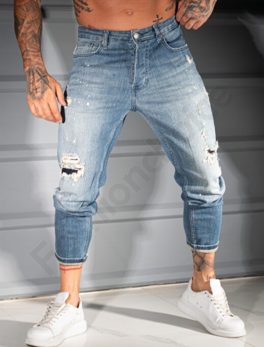 Ανδρικό τζιν παντελόνι skinny fit-μπλε-κωδ 6875
