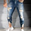 Ανδρικό τζιν παντελόνι Skinny με σκισίματα-μπλε-κωδ 4923
