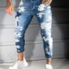 Ανδρικό τζιν παντελόνι Skinny ξεβαμμένο-μπλε-κωδ 3996-1