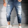 Ανδρικό τζιν παντελόνι skinny fit-σκούρο μπλε-κωδ 6881