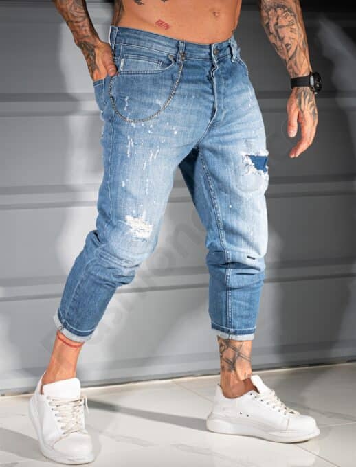 Ανδρικό τζιν παντελόνι skinny fit-μπλε-κωδ 6879