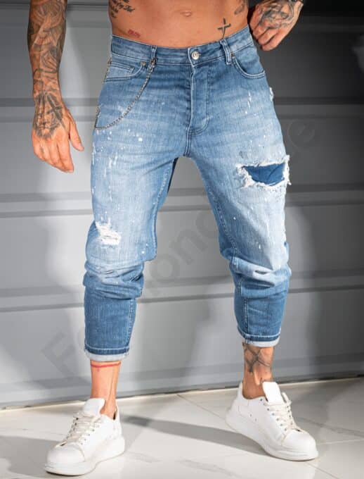 Ανδρικό τζιν παντελόνι skinny fit-μπλε-κωδ 6879