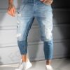 Ανδρικό τζιν παντελόνι skinny fit-μπλε-κωδ 6877