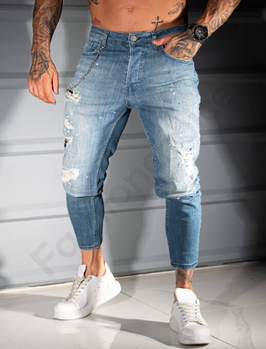 Ανδρικό τζιν παντελόνι skinny fit-μπλε-κωδ 6877