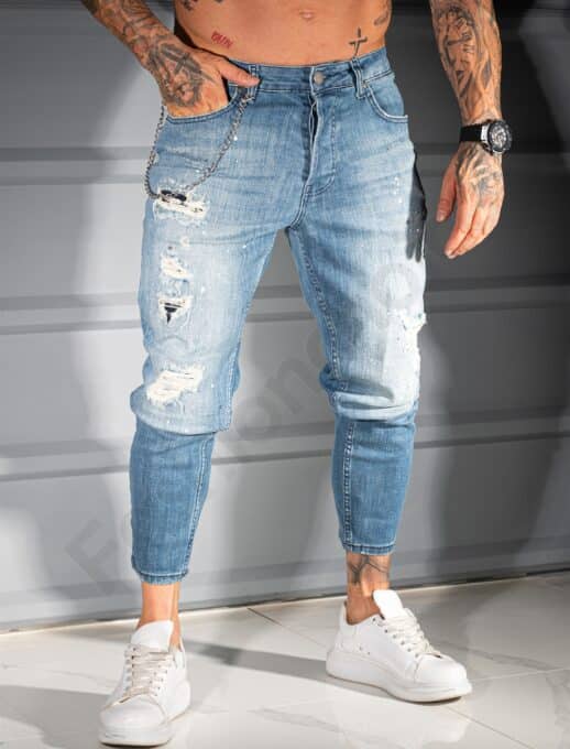 Ανδρικό τζιν παντελόνι skinny fit-μπλε-κωδ 6877