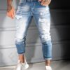 Ανδρικό τζιν παντελόνι Skinny Fit με σκισίματα-μπλε-κωδ 8331