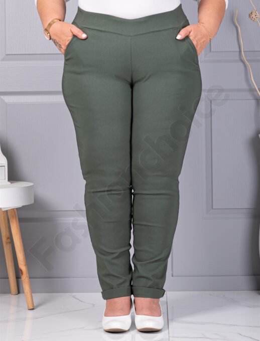 Plus size παντελόνι Push up ελαστικό-χακί-κωδ 24348-9
