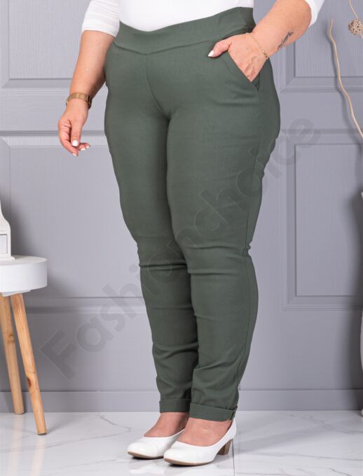 Plus size παντελόνι Push up ελαστικό-χακί-κωδ 24348-9