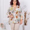 Plus size πουκάμισο με παπαρούνες-μπεζ-κωδ 82356-1