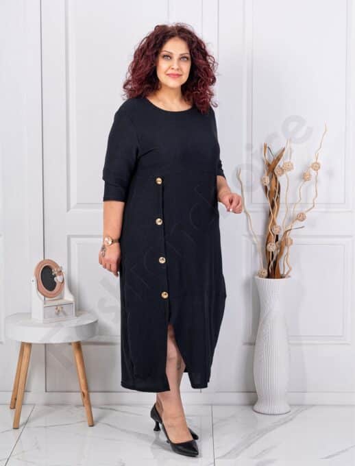 Plus size φόρεμα με άνοιγμα στο πλάι-μαύρο-κωδ 1484