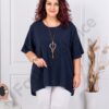 Plus size ασύμμετρη μπλούζα με πλισε πλάτη-σκούρο μπλε-κωδ 10025-1