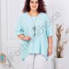Plus size ασύμμετρη μπλούζα με πλισε πλάτη-μέντα-κωδ 10025-4