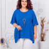 Plus size ασύμμετρη μπλούζα με πλισε πλάτη-μπλε ρουά-κωδ 10025-7