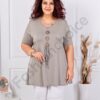 Plus size τουνίκ με τρία ξύλινα κουμπιά-μόκα-κωδ 1683-8