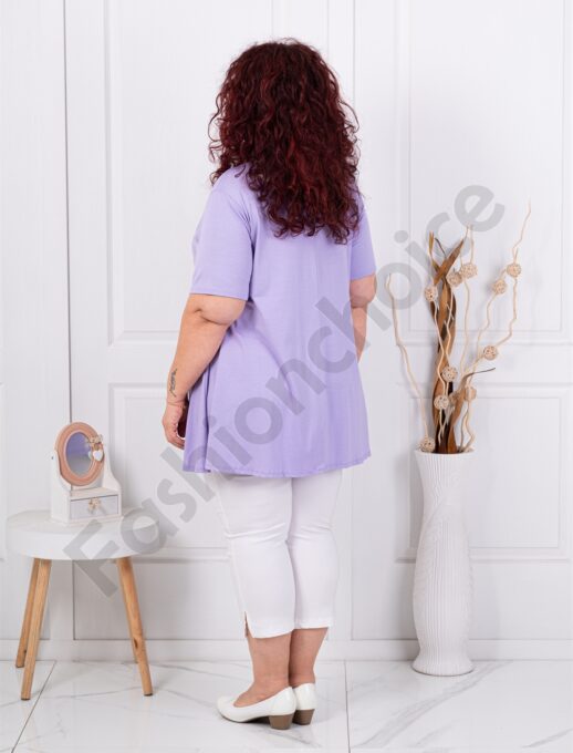 Plus size τουνίκ με τρία ξύλινα κουμπιά-λιλά-κωδ 1683-10