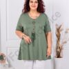 Plus size τουνίκ με τρία ξύλινα κουμπιά-χακί-κωδ 1683-9