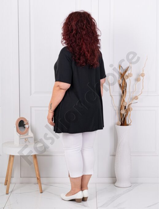 Plus size τουνίκ με τρία ξύλινα κουμπιά-μαύρο-κωδ 1683