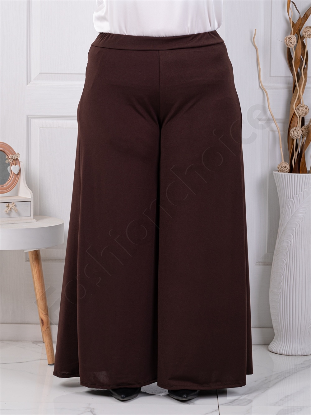 Plus size ψηλόμεση παντελόνα-καφέ-κωδ 5359-13