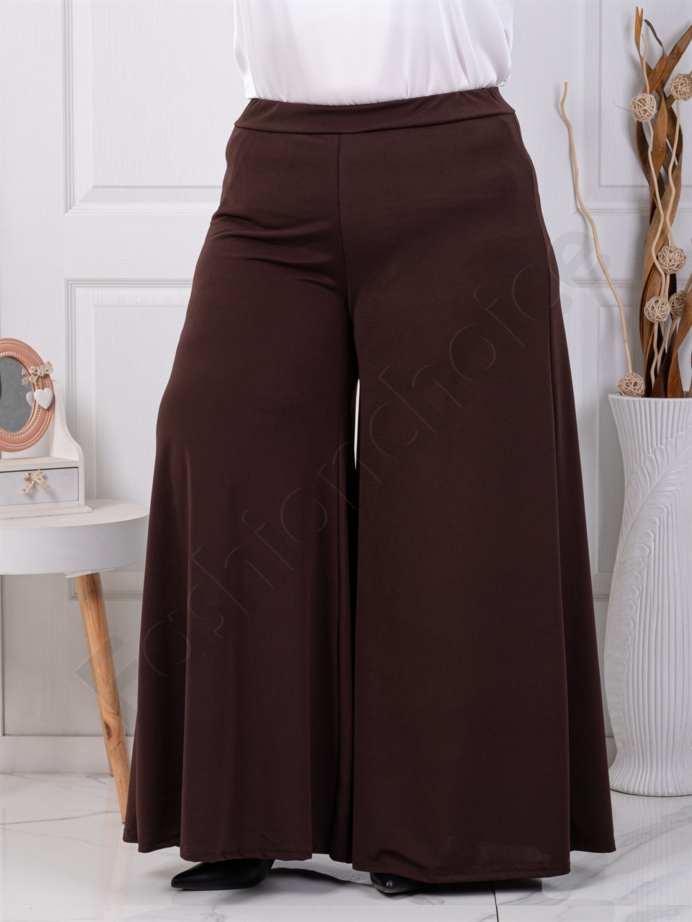 Plus size ψηλόμεση παντελόνα-καφέ-κωδ 5359-13