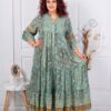 Plus size μεταξωτό φόρεμα φλόραλ-βεραμάν-κωδ А-10