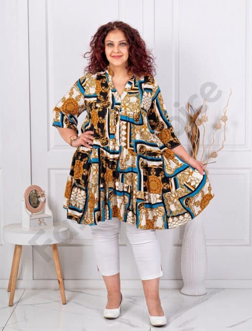 Plus size τουνίκ με βολάν-boho-κωδ 51171