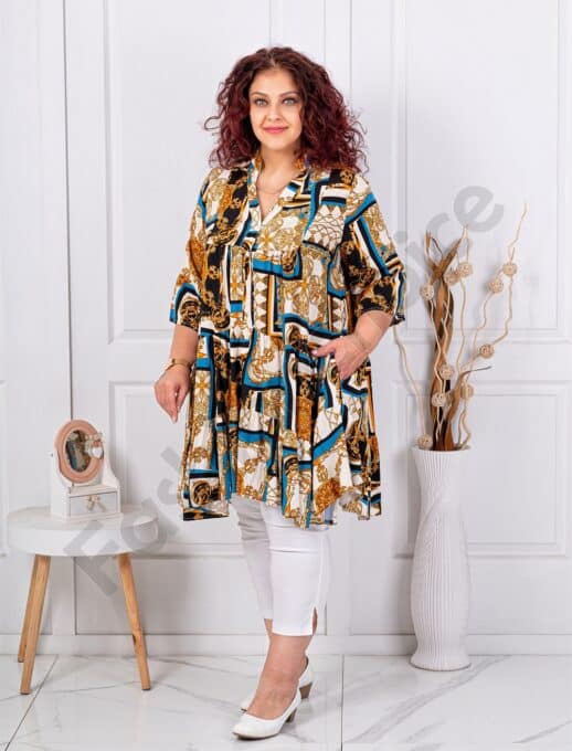Plus size τουνίκ με βολάν-boho-κωδ 51171