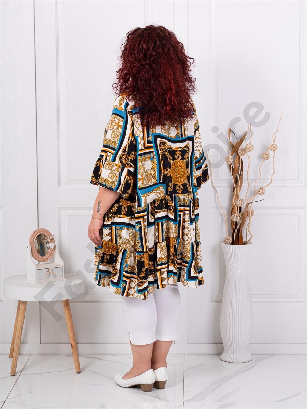 Plus size τουνίκ με βολάν-boho-κωδ 51171