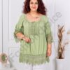 Plus size μπλούζα με δαντέλα στο τελείωμα-παστέλ πράσινο-κωδ 8385-3