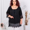 Plus size μπλούζα με δαντέλα στο τελείωμα-μαύρο-κωδ 8385