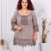 Plus size μπλούζα με δαντέλα στο τελείωμα-μόκα-κωδ 8385-1