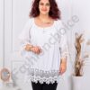 Plus size μπλούζα με δαντέλα στο τελείωμα-λευκό-κωδ 8385-6