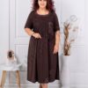 Plus size φόρεμα με δαντέλα-καφέ-κωδ 1370-1